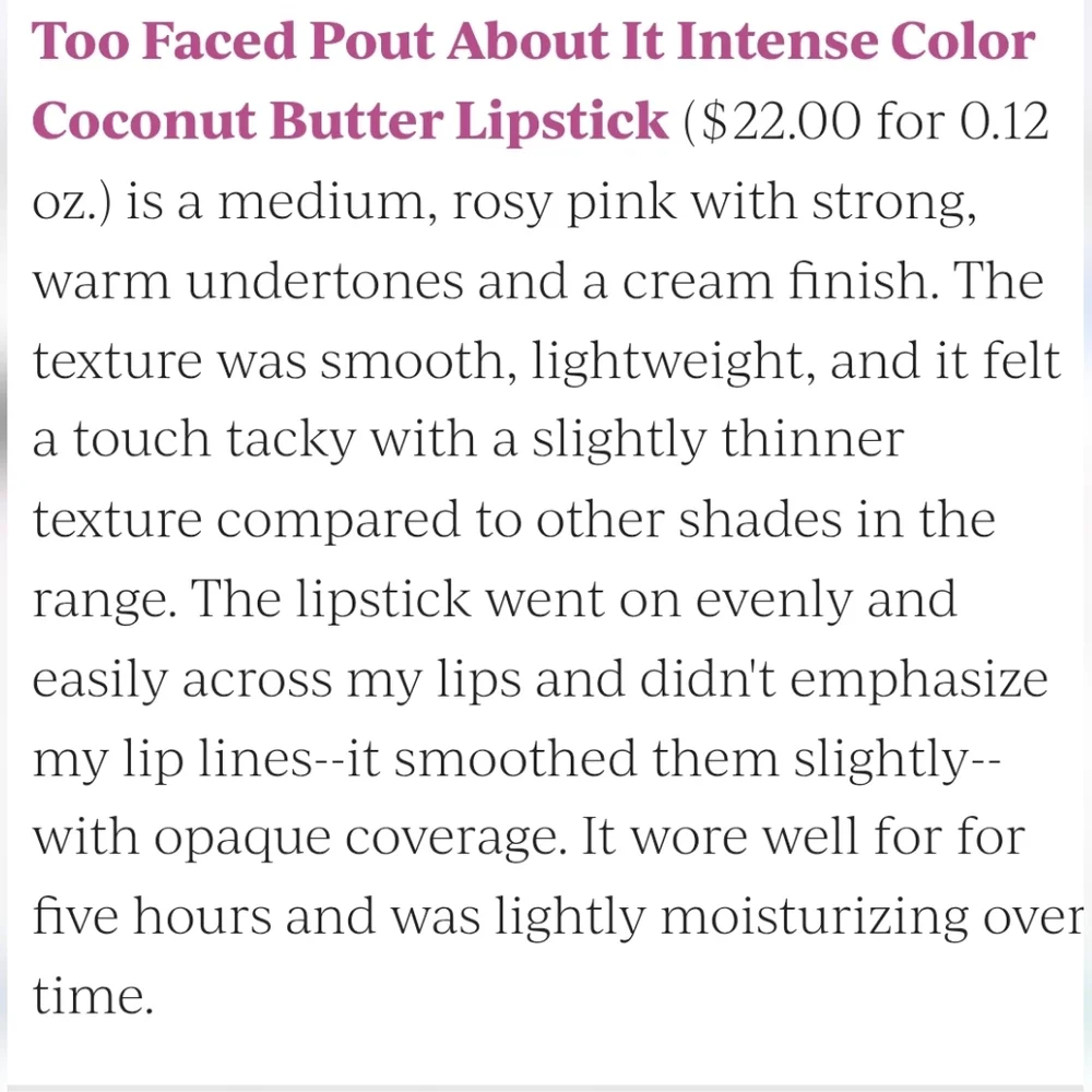 Too Faced Natural Nudes Lipstick - Pout About It
